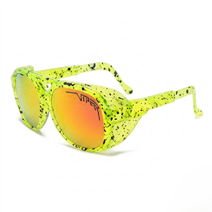 Wraparound Motorcycle Sunglasses with UV400 Protection and Wind Barrier
