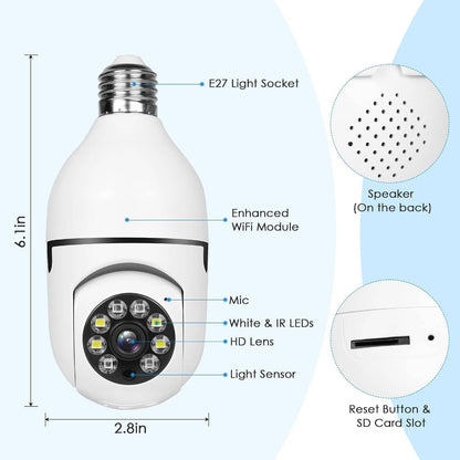 Wireless Security Camera Lightbulb Indoor Outdoor Use