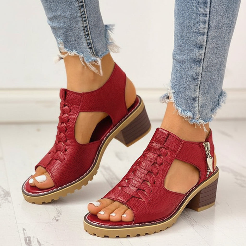Women's Chunky Heeled Sandals Peep Toe | Fashion Sandals
