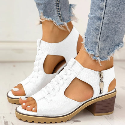 Women's Chunky Heeled Sandals Peep Toe | Fashion Sandals