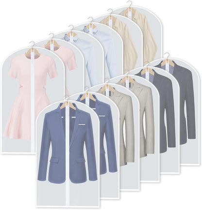 Hanging Garment Covers 24-Pack with Full Length Zipper and Anti-Dust Design, 3 Sizes