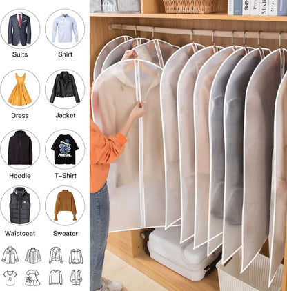 Hanging Garment Covers 24-Pack with Full Length Zipper and Anti-Dust Design, 3 Sizes