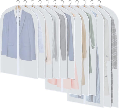 Hanging Garment Covers 24-Pack with Full Length Zipper and Anti-Dust Design, 3 Sizes