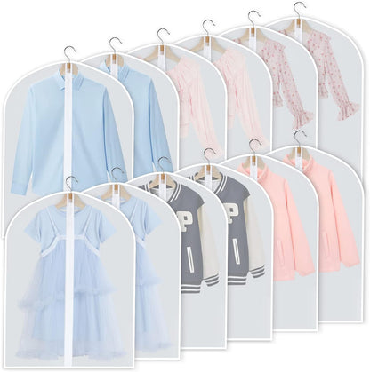 Hanging Garment Covers 24-Pack with Full Length Zipper and Anti-Dust Design, 3 Sizes
